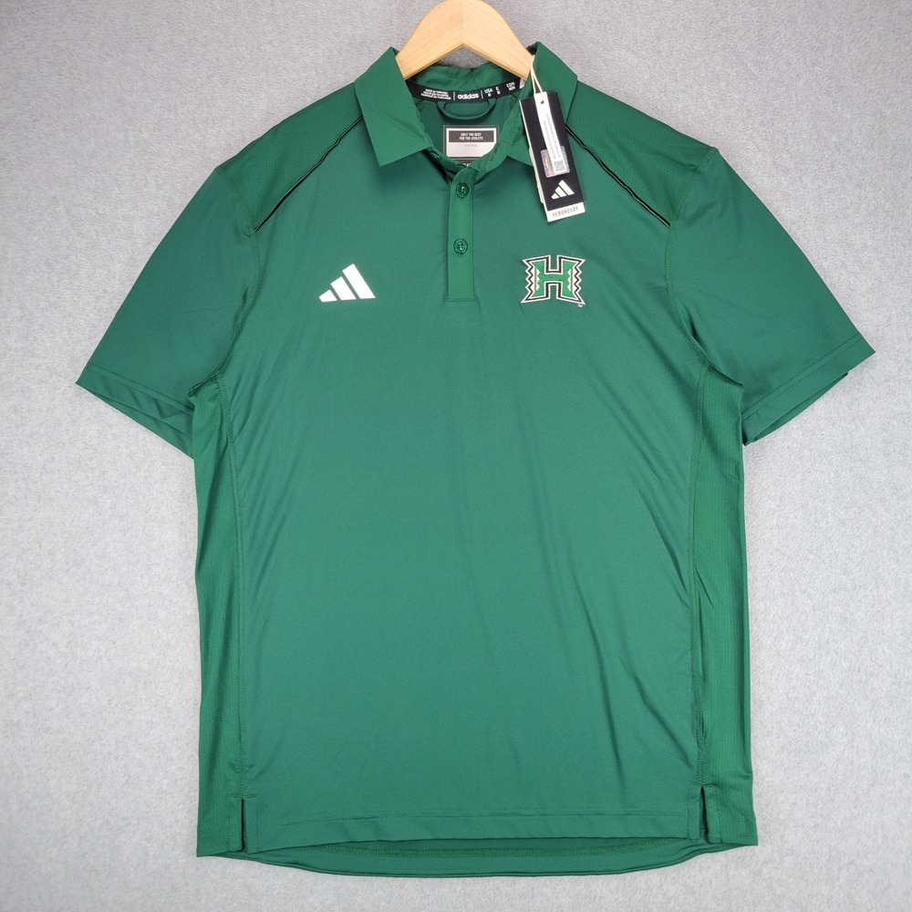 Adidas Hawaii Warriors Polo Shirt Men Medium Green Aeroready Performance NCAA